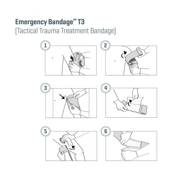Emergency Bandage™ T3 - izraelski povoj za taktično oskrbo trauma poškodb, 10cm x 3,7 m